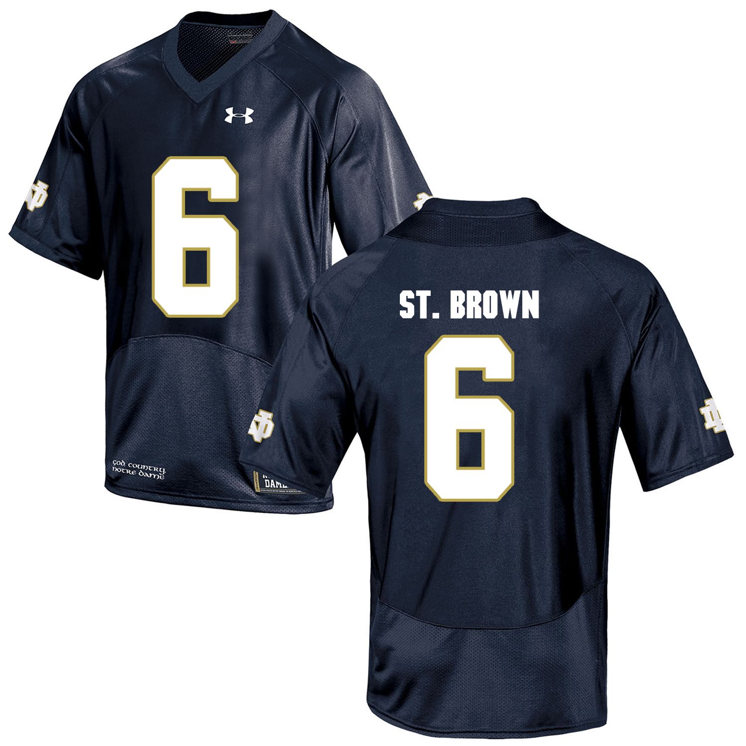 Men Norte Dame Fighting Irish #6 St.Brown Navy Blue Customized NCAA Jerseys